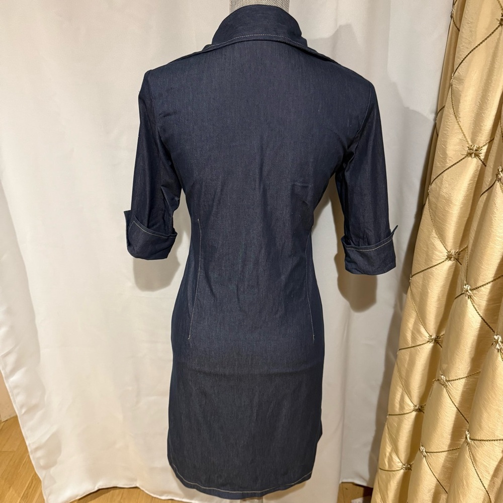 Demin Dress With Button Up Front And Side Slits - image 3